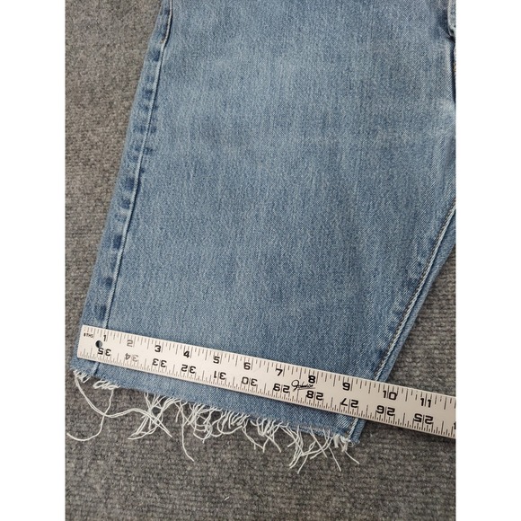 Levis 501 Shorts Mens 38x9 Blue Cut Off Medium Wash Fray Hem Jorts Button Fly - Picture 6 of 14